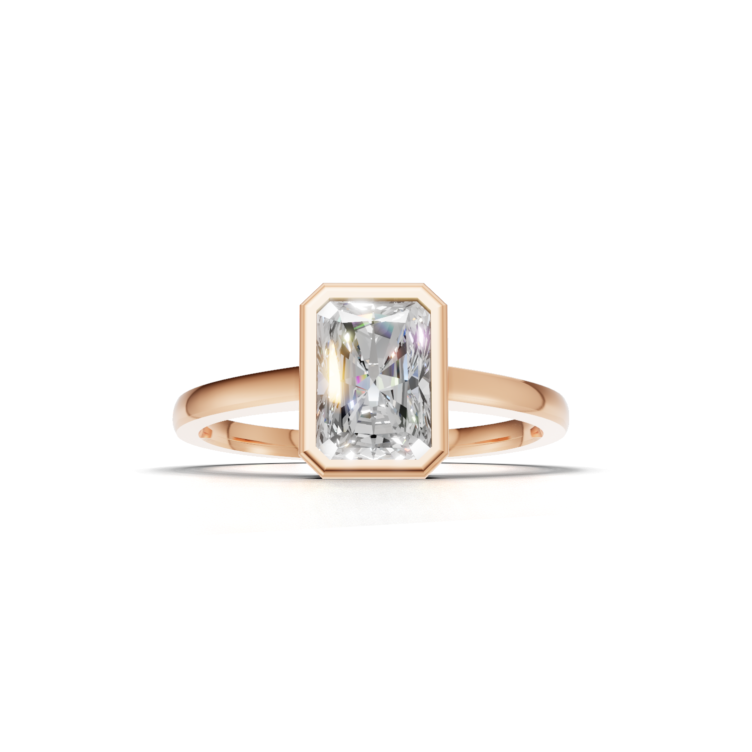 Ring Radiant Bezel K18 Pink Gold 1ct