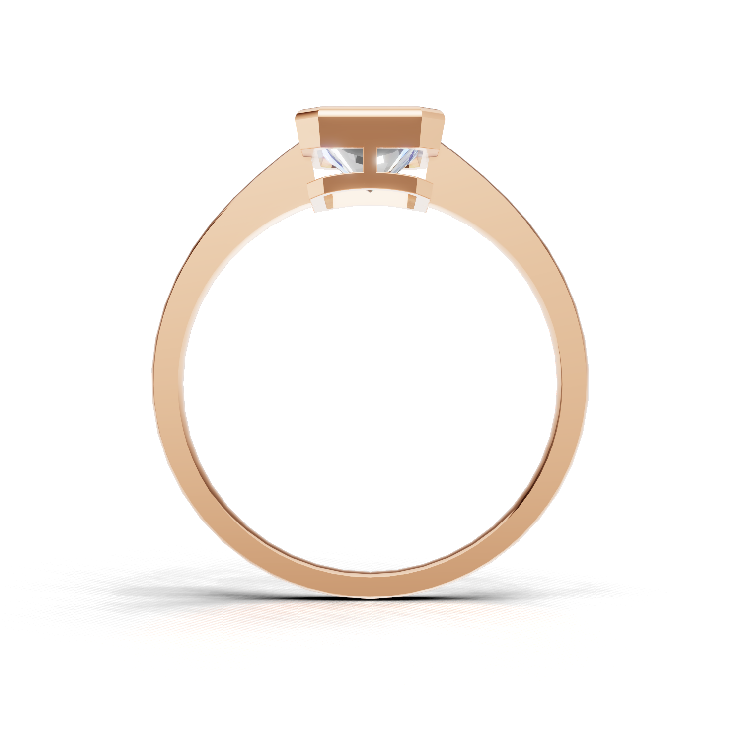 Ring Radiant Bezel K18 Pink Gold 1ct