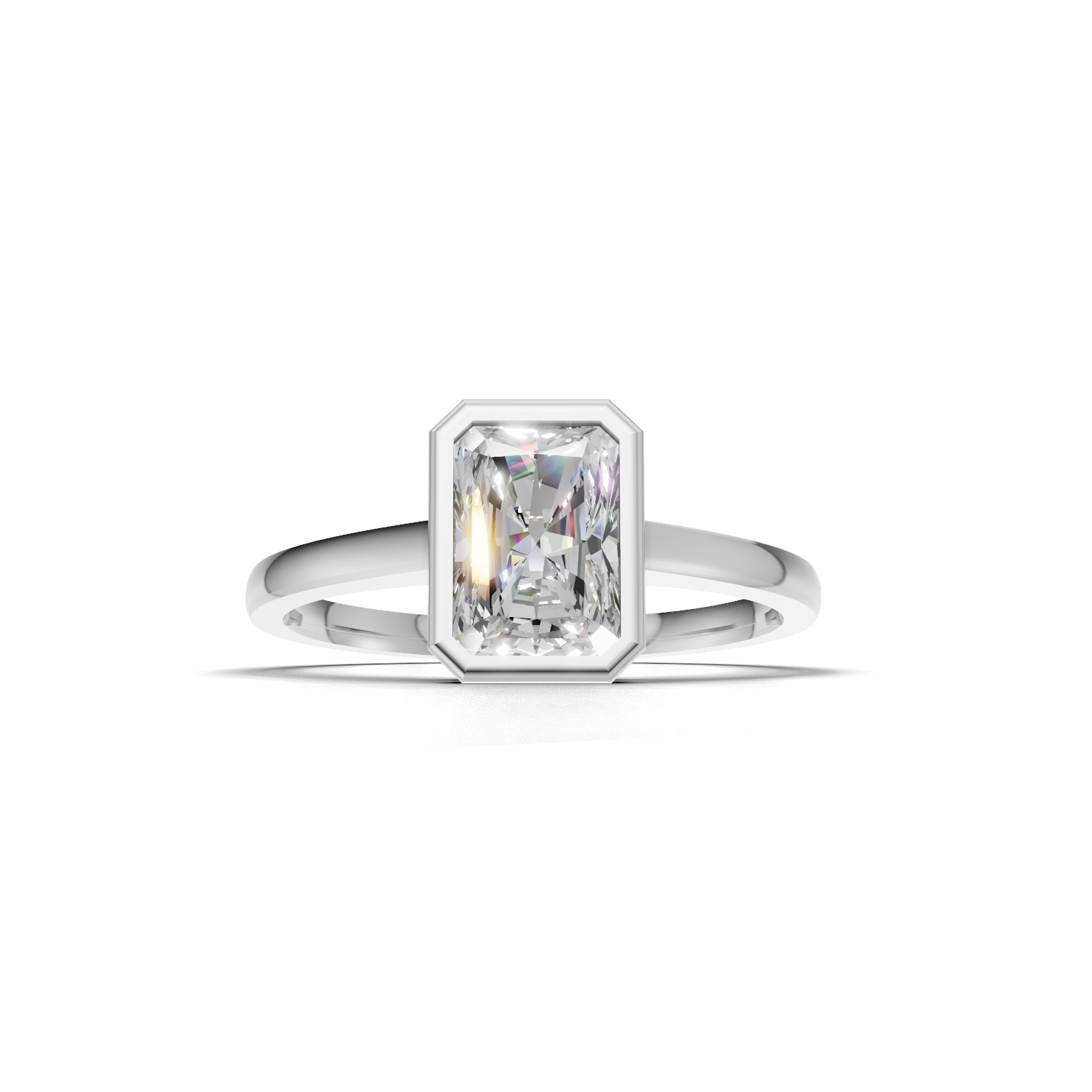 Ring Radiant Bezel 18k White Gold 1ct