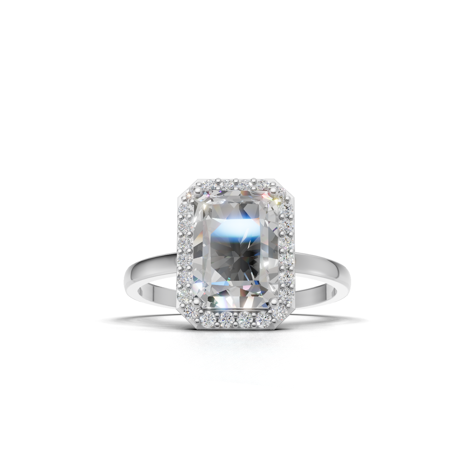 Ring Radiant Halo 18k White Gold 2ct