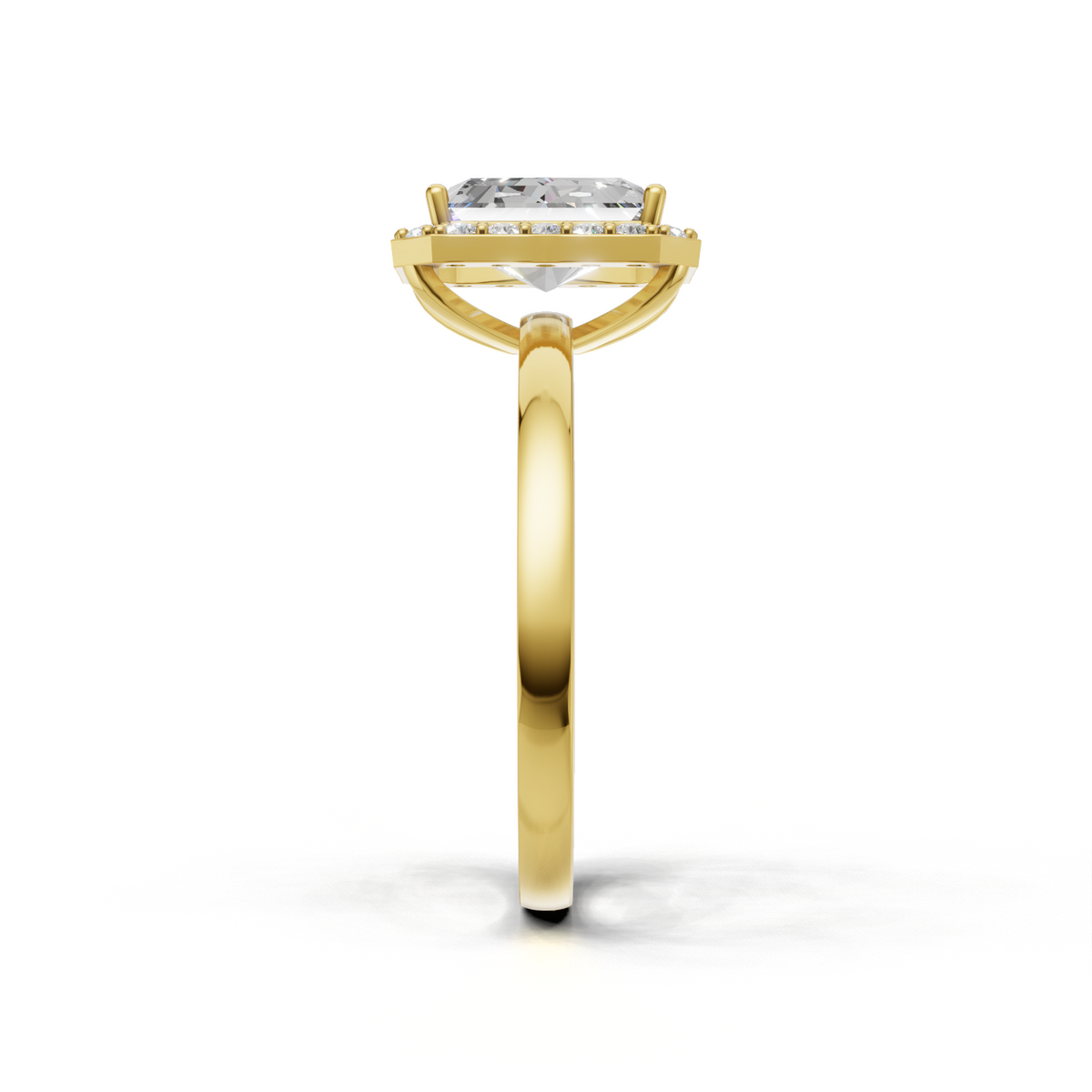 Ring Radiant Halo K18 Yellow Gold 1ct