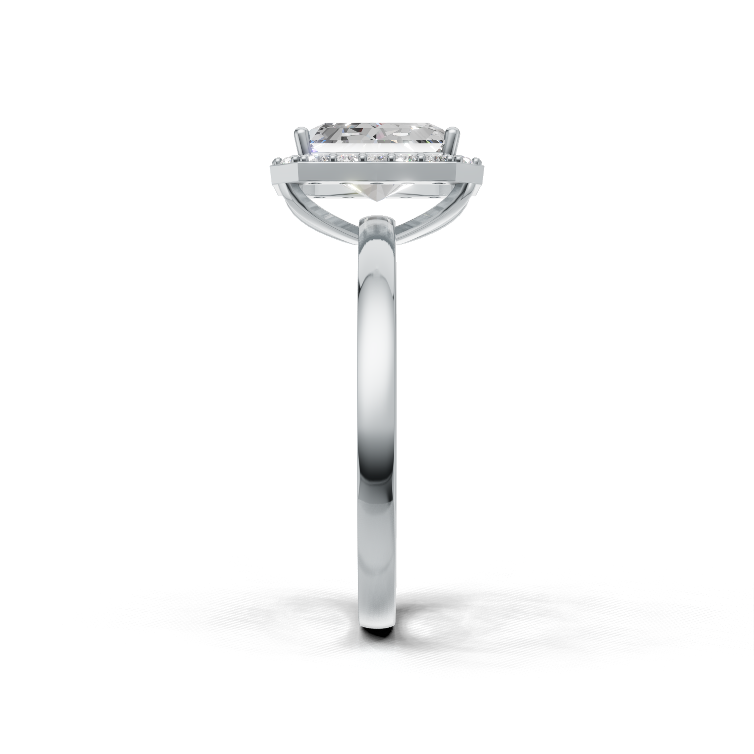Ring Radiant Halo K14 White Gold 1ct