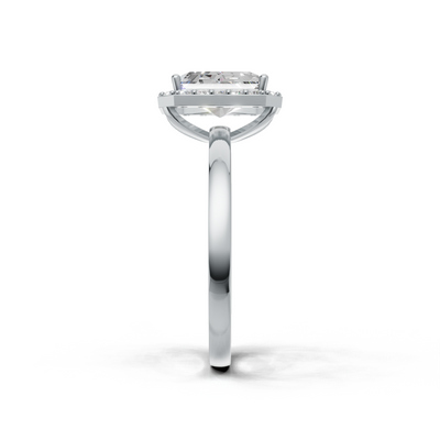 Ring Radiant Halo K14 White Gold 1ct