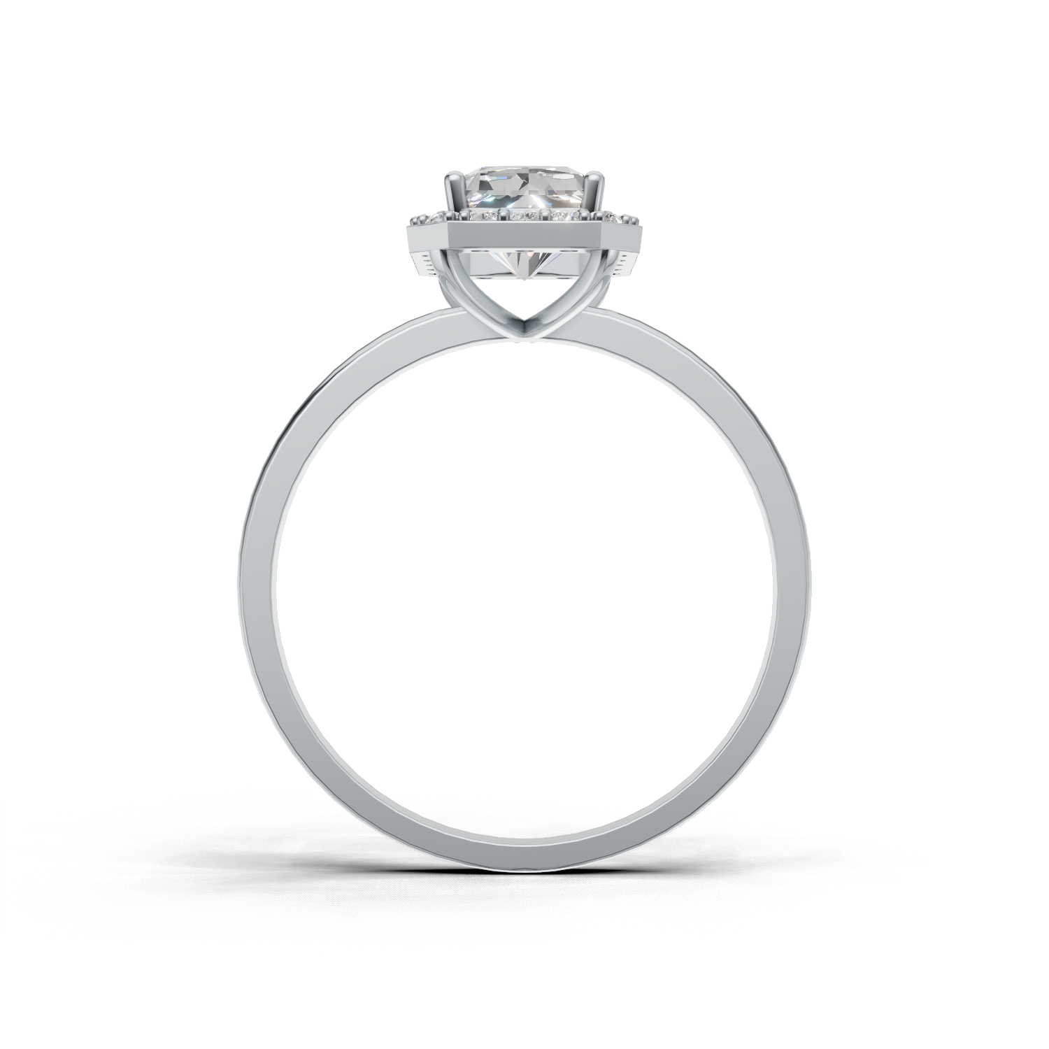 Ring Radiant Halo K14 White Gold 1ct