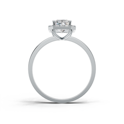 Ring Radiant Halo K14 White Gold 1ct