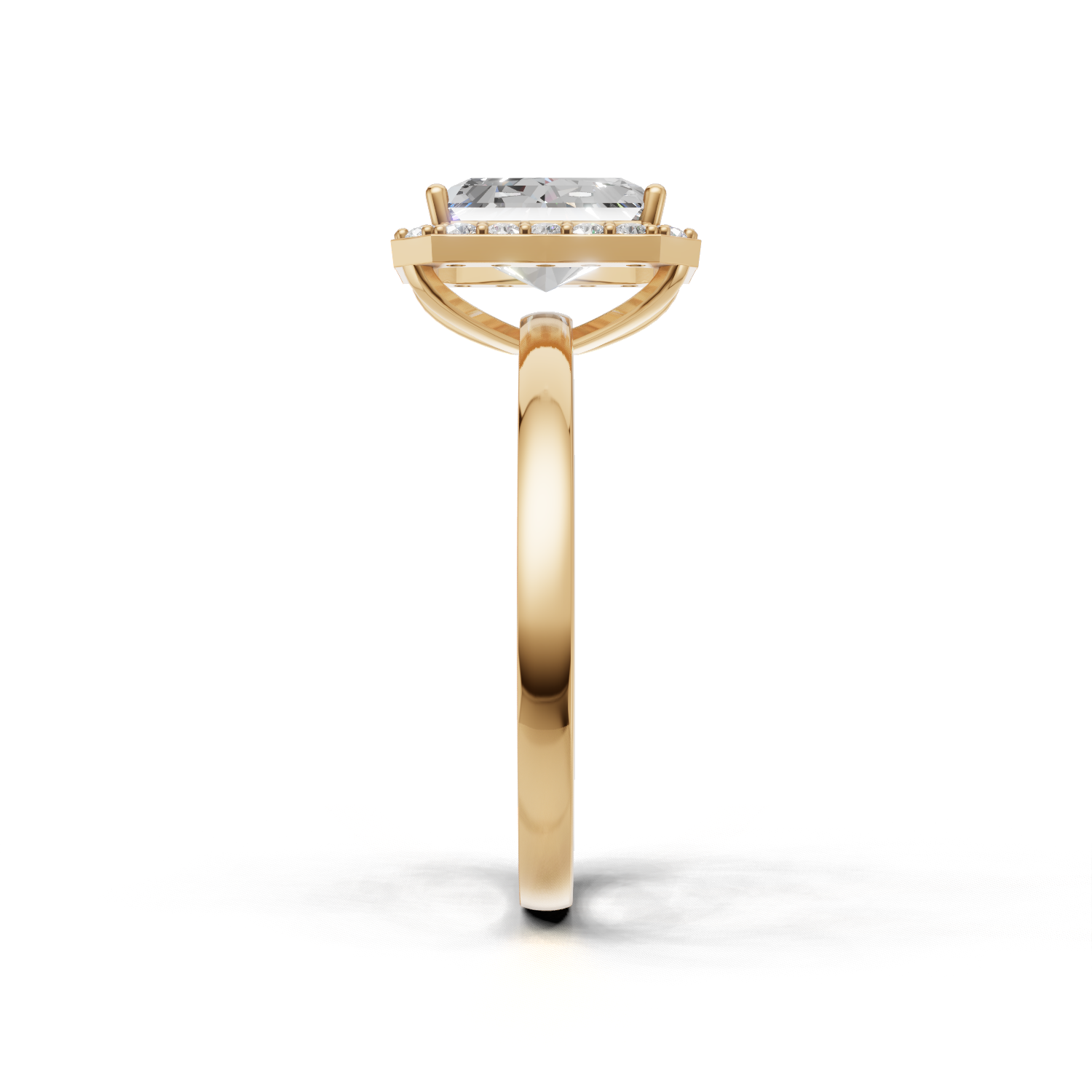 Ring Radiant Halo K14 Yellow Gold 1ct
