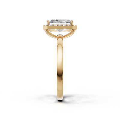 Ring Radiant Halo K14 Yellow Gold 1ct