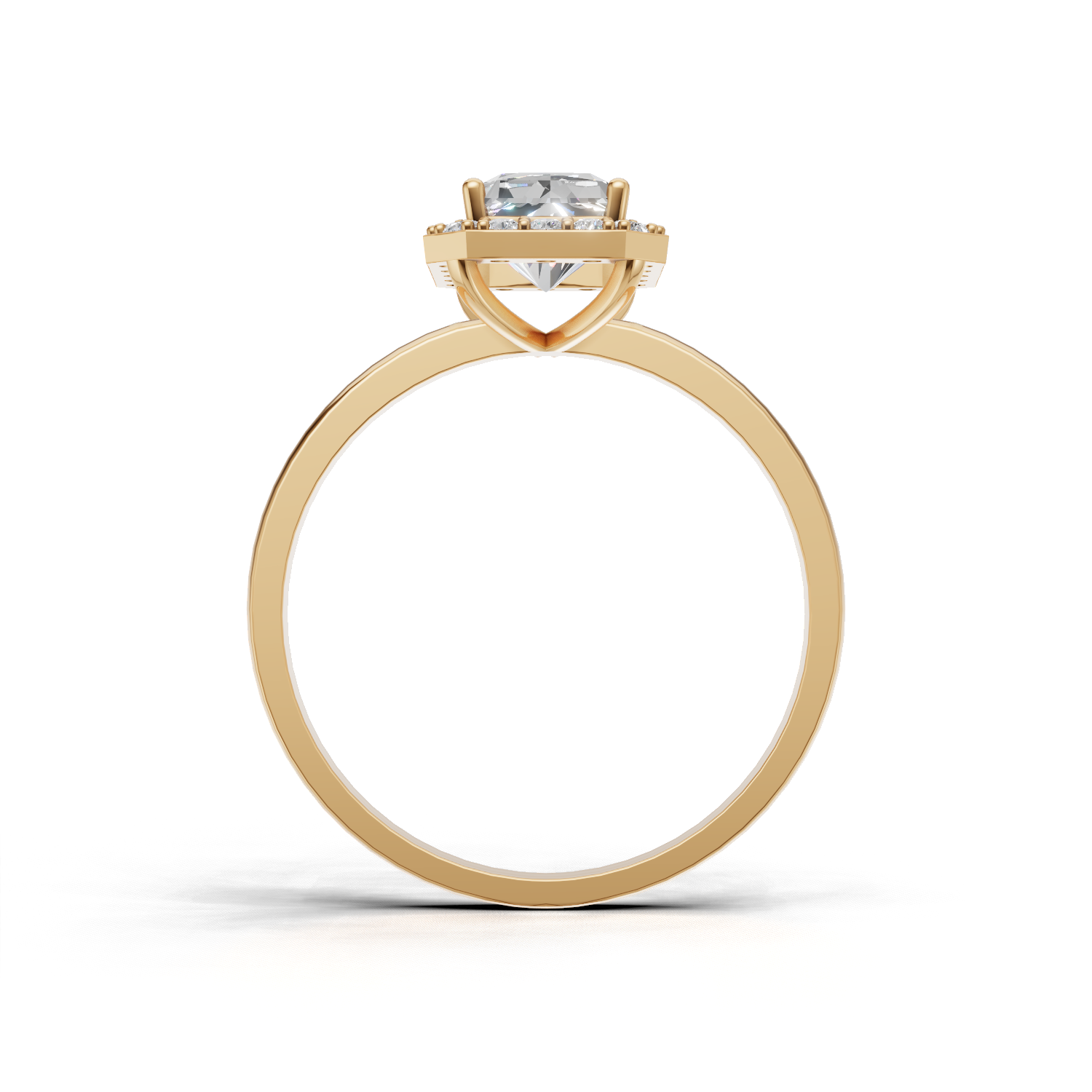 Ring Radiant Halo K14 Yellow Gold 1ct