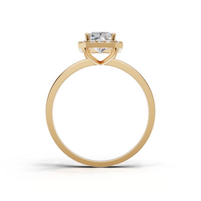 Ring Radiant Halo K14 Yellow Gold 1ct