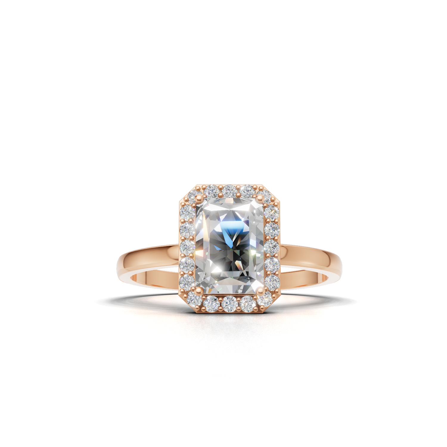 Ring Radiant Halo K18 Pink Gold 1ct