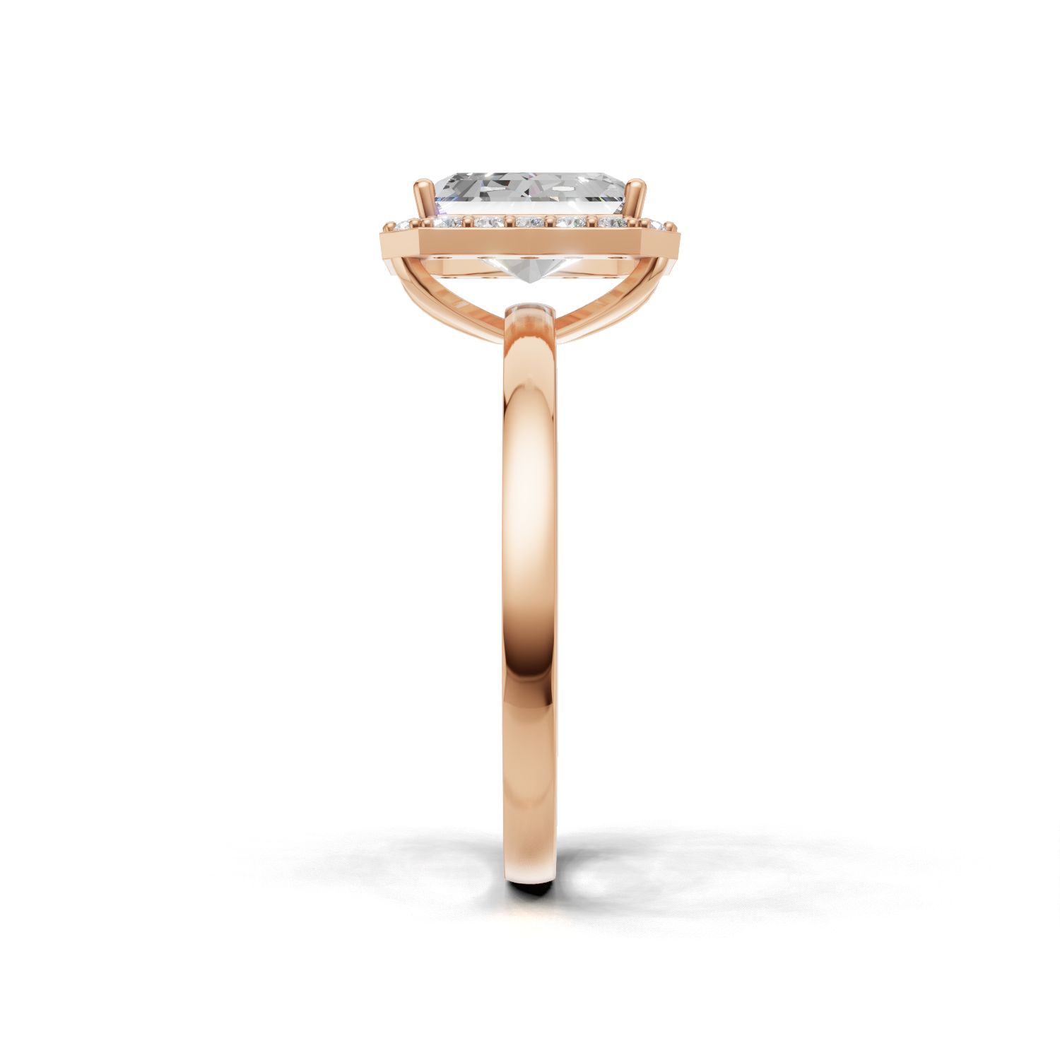 Ring Radiant Halo K18 Pink Gold 1ct