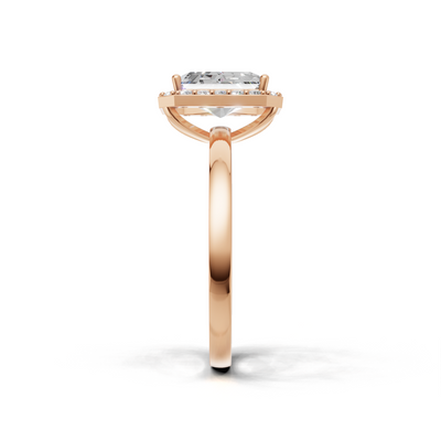 Ring Radiant Halo K18 Pink Gold 1ct