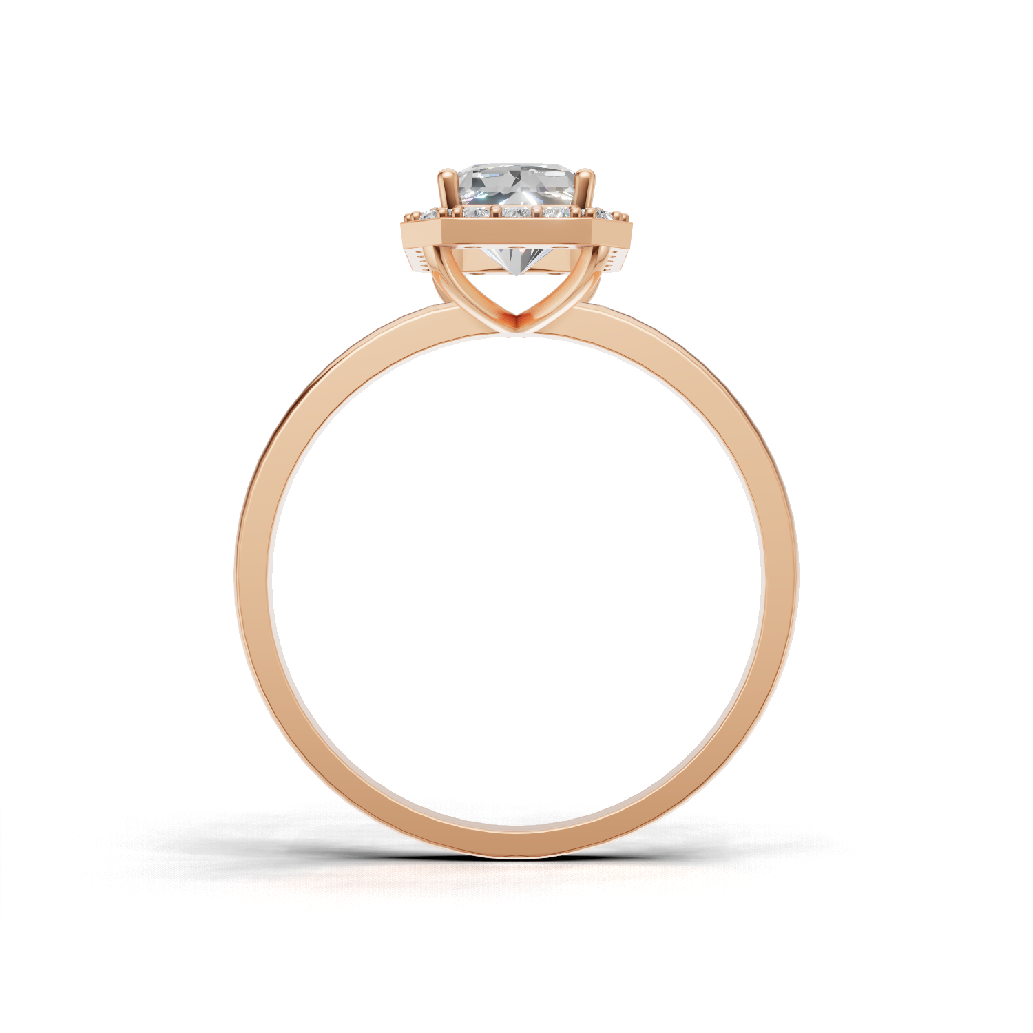 Ring Radiant Halo K18 Pink Gold 1ct