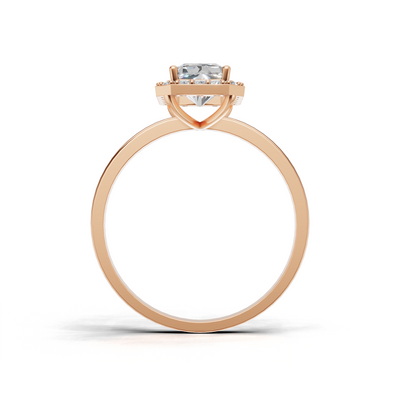 Ring Radiant Halo K18 Pink Gold 1ct