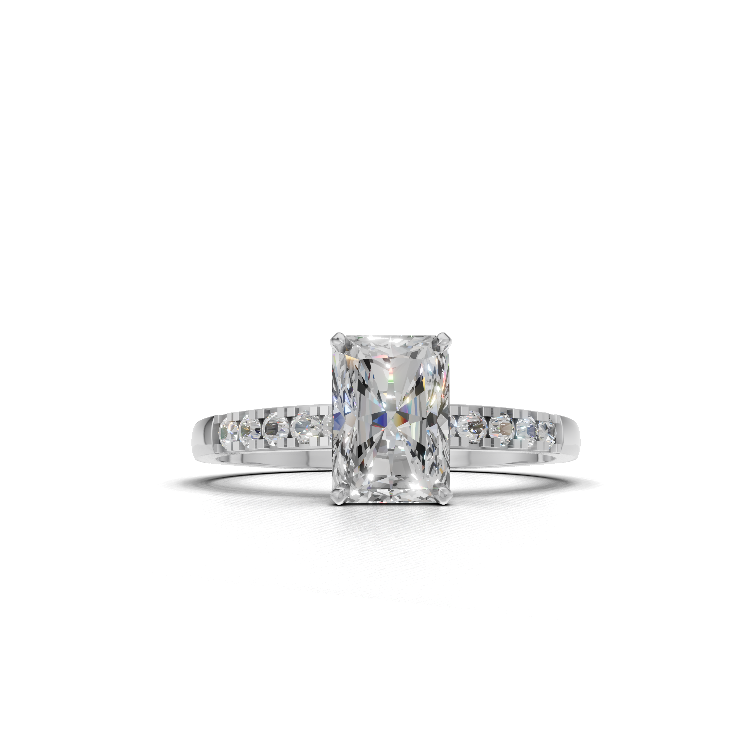 Ring Radiant Side Dia 18k White Gold 1ct