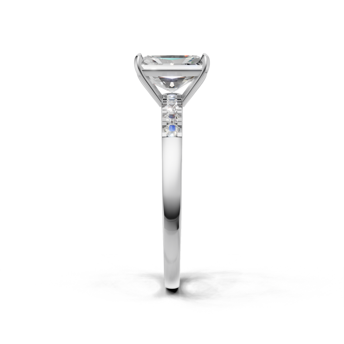 Ring Radiant Side Dia K18 White Gold 1ct