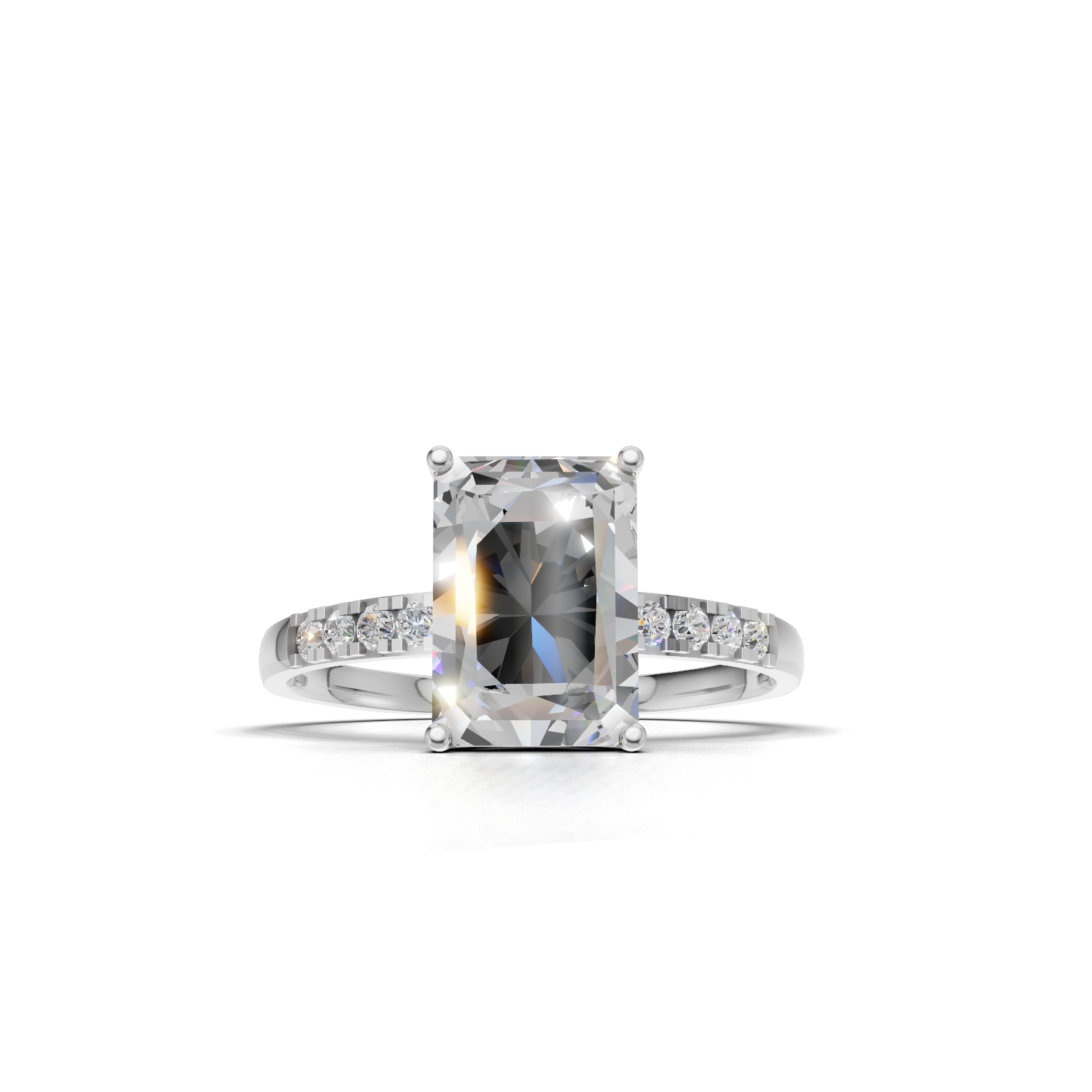 Ring Radiant Side Dia 18k White Gold 2ct