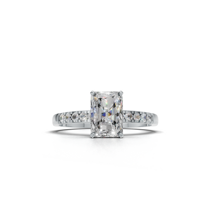 Ring Radiant Side Dia K14 White Gold 1ct