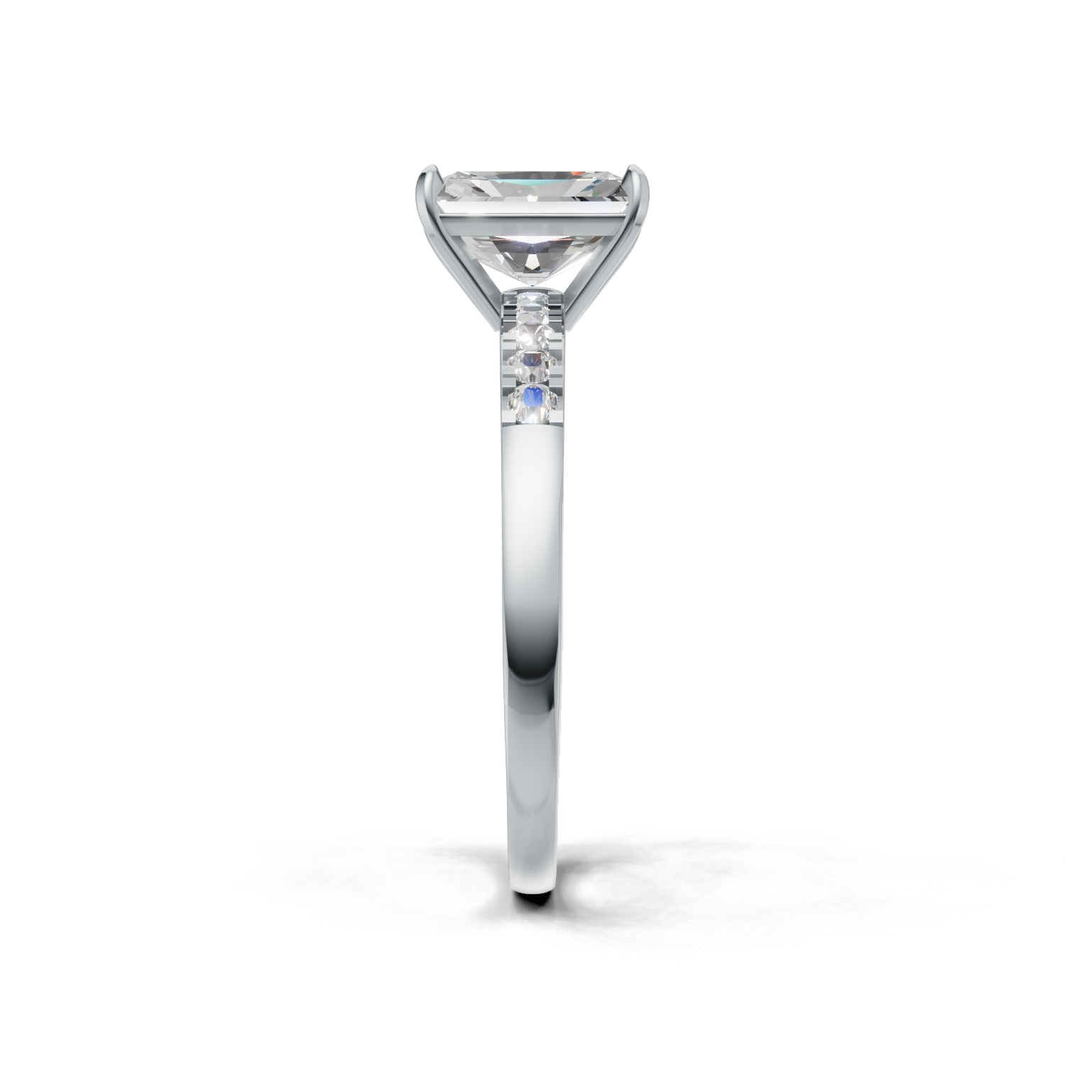 Ring Radiant Side Dia K14 White Gold 1ct