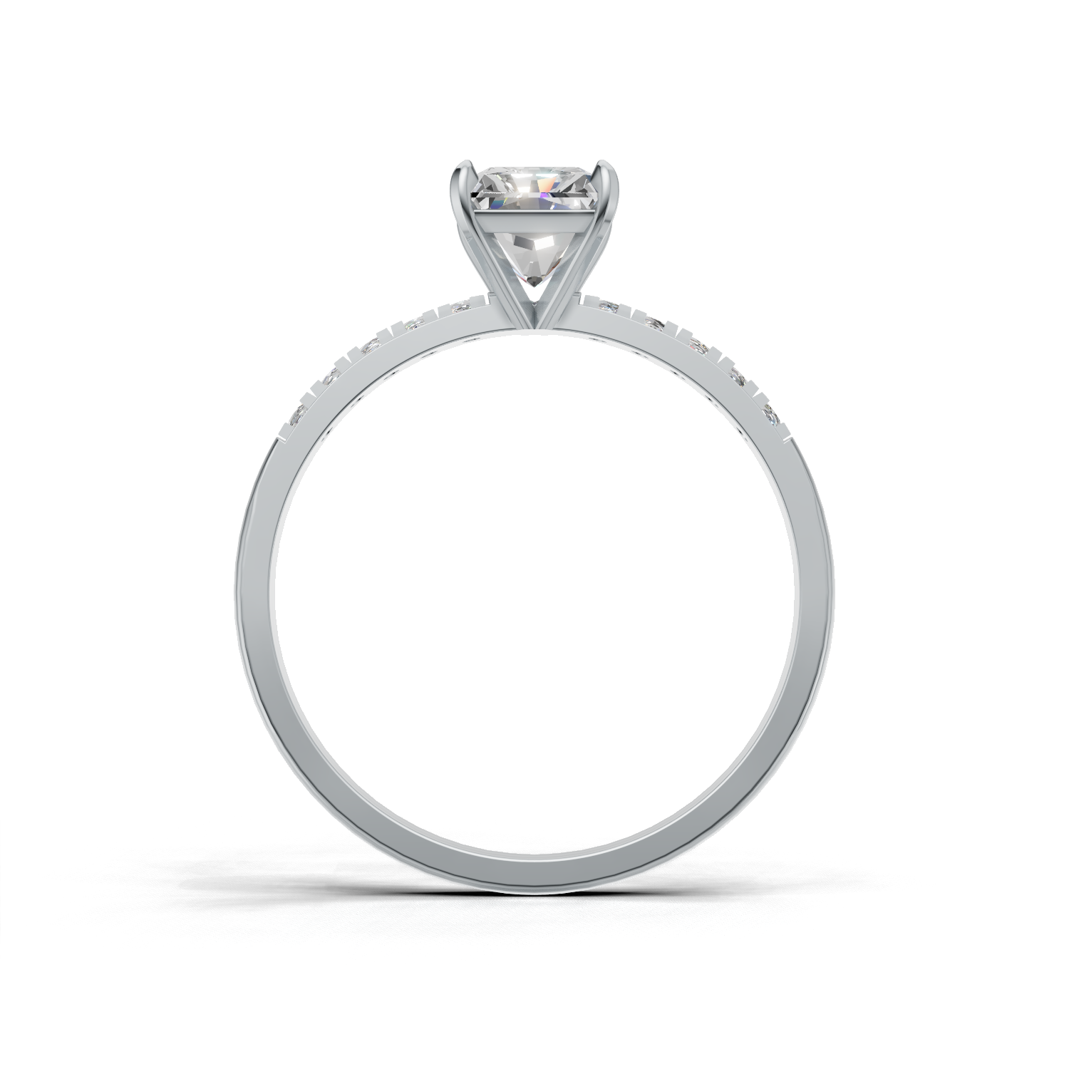 Ring Radiant Side Dia K14 White Gold 1ct