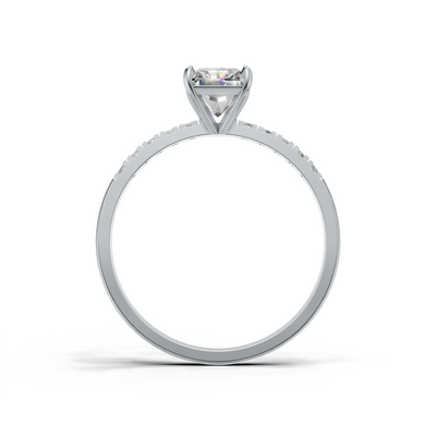 Ring Radiant Side Dia K14 White Gold 1ct