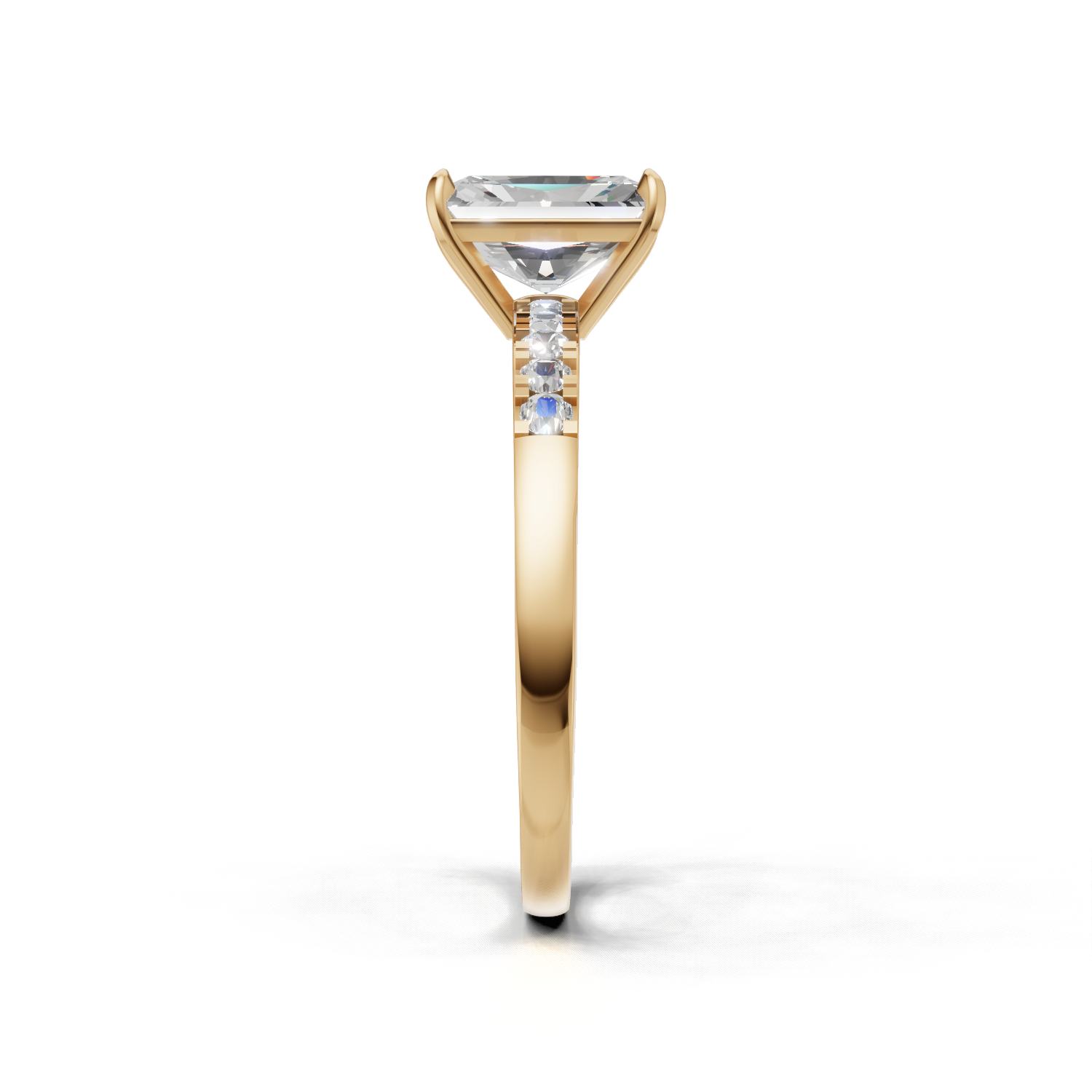 Ring Radiant Side Dia K14 Yellow Gold 1ct