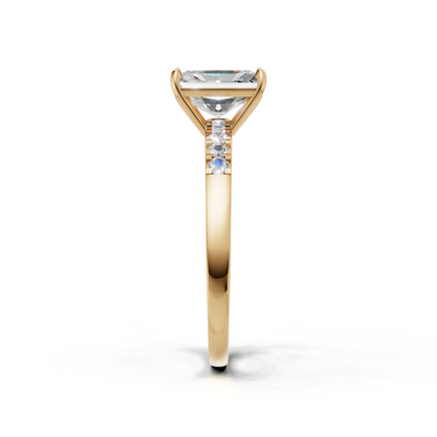 Ring Radiant Side Dia K14 Yellow Gold 1ct