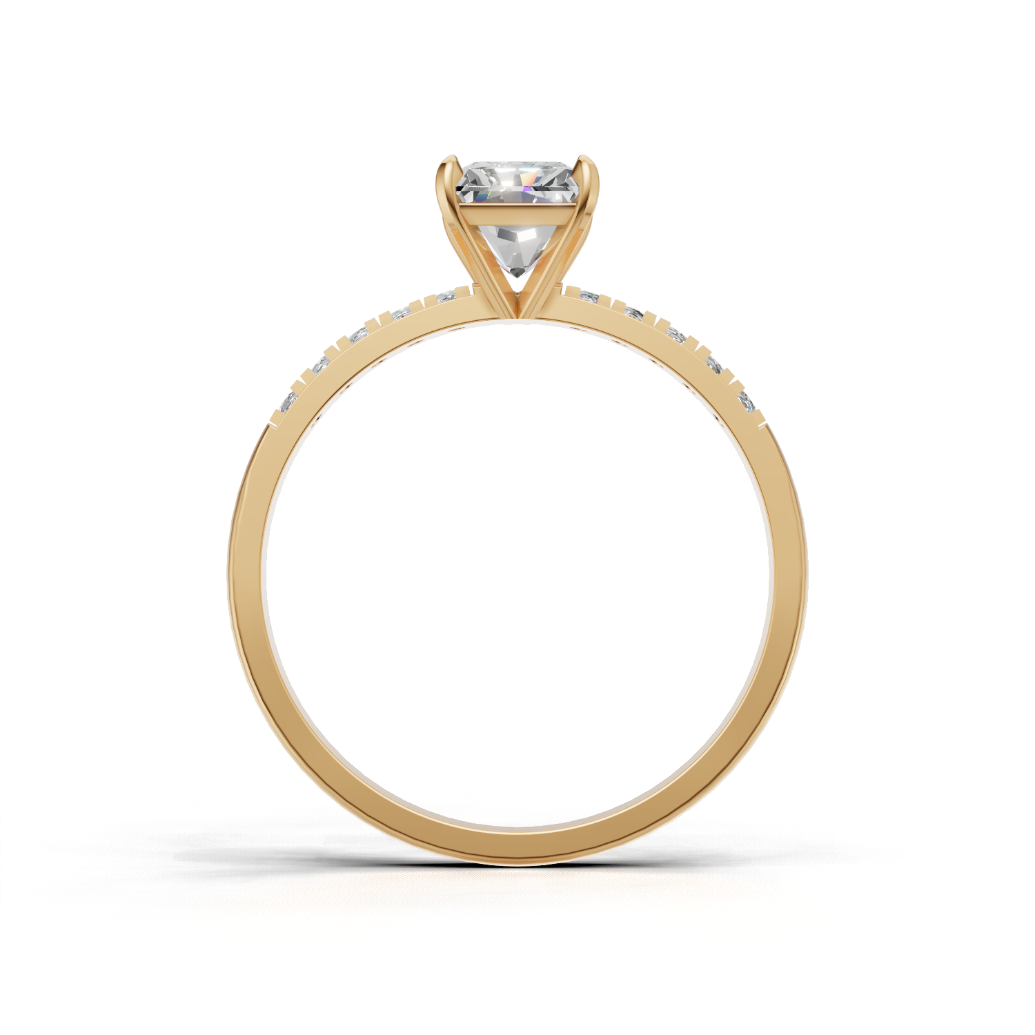Ring Radiant Side Dia K14 Yellow Gold 1ct