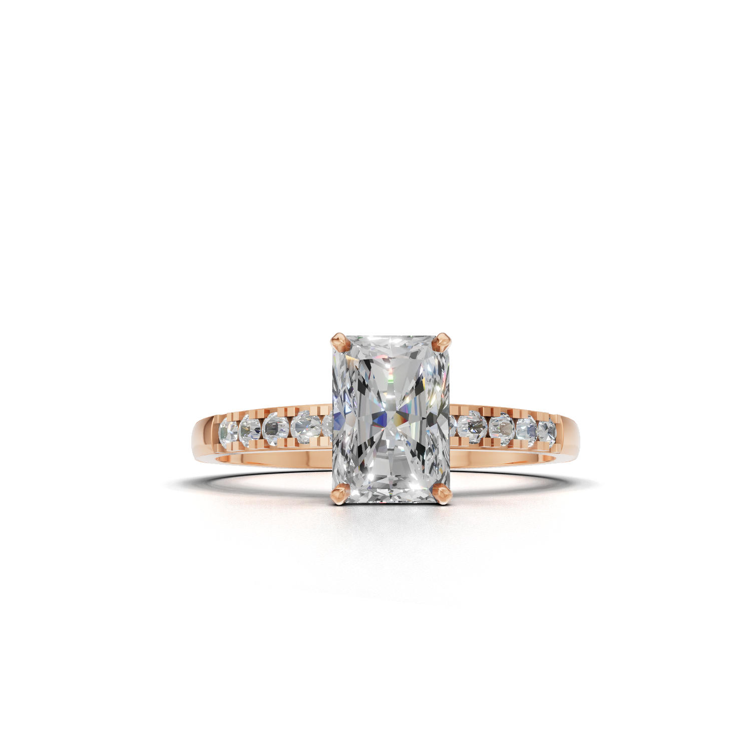 Ring Radiant Side Dia K18 Pink Gold 1ct