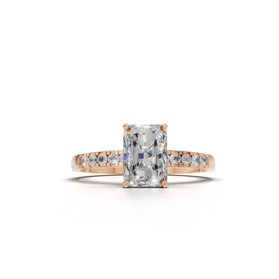Ring Radiant Side Dia K18 Pink Gold 1ct