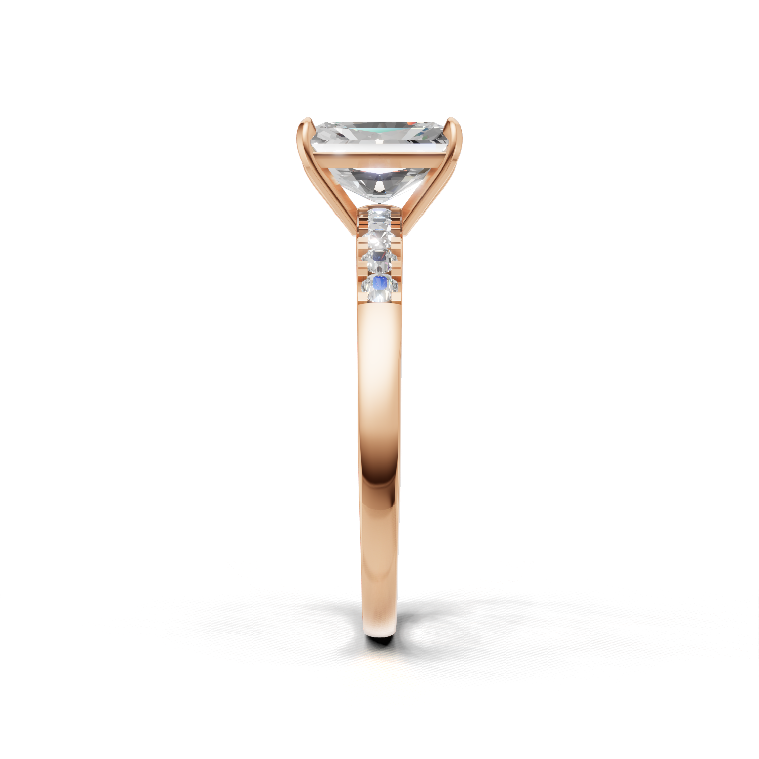 Ring Radiant Side Dia K18 Pink Gold 1ct