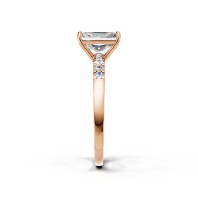 Ring Radiant Side Dia K18 Pink Gold 1ct