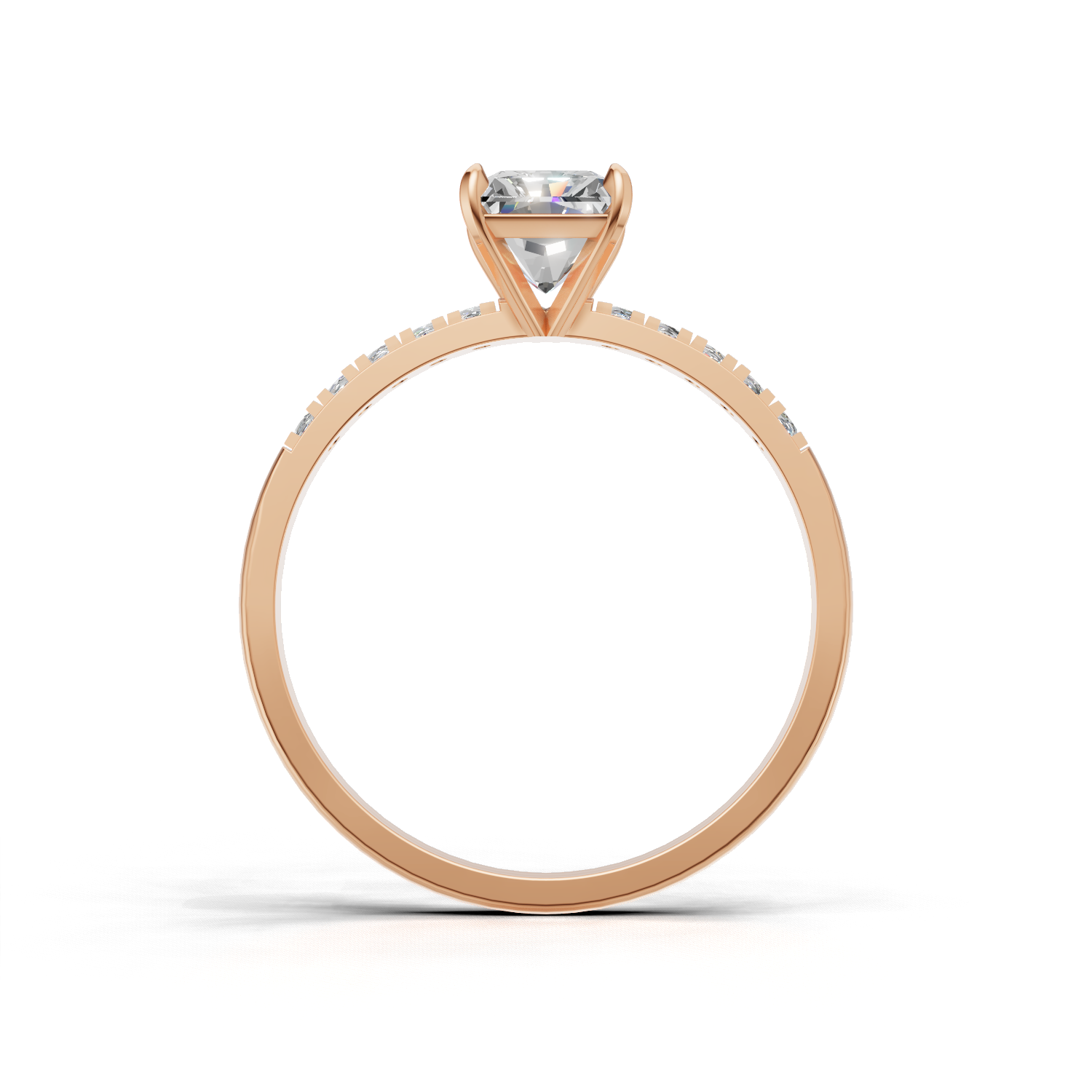 Ring Radiant Side Dia K18 Pink Gold 1ct