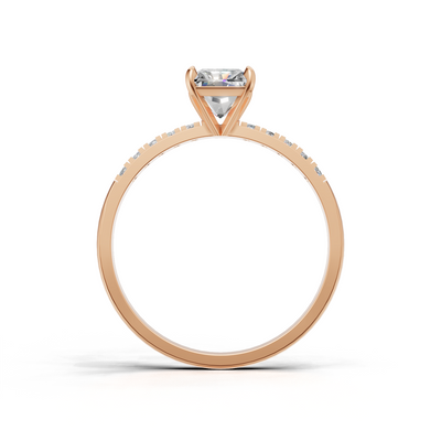 Ring Radiant Side Dia K18 Pink Gold 1ct