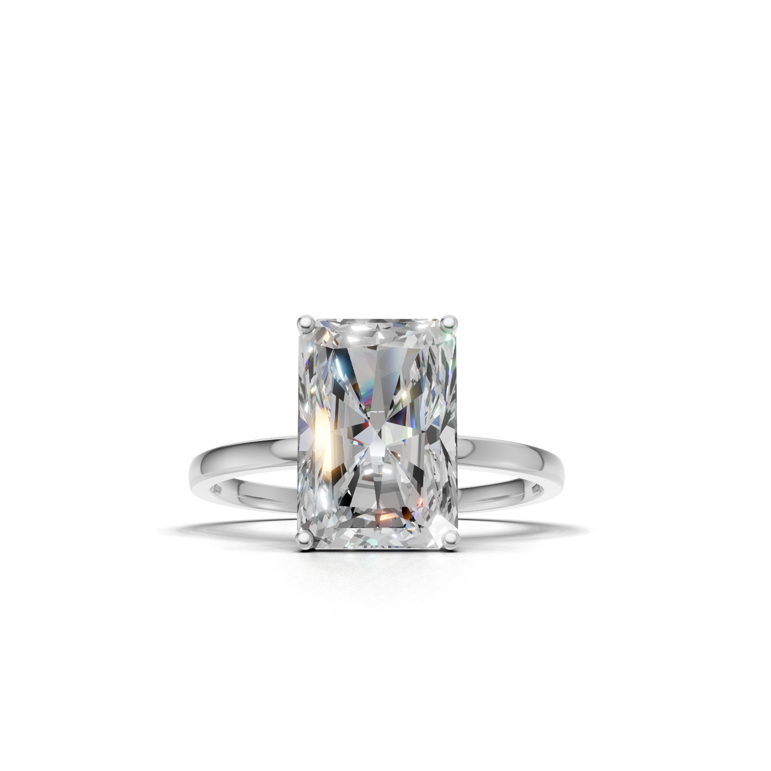Ring Radiant Solitaire 18k White Gold 2ct