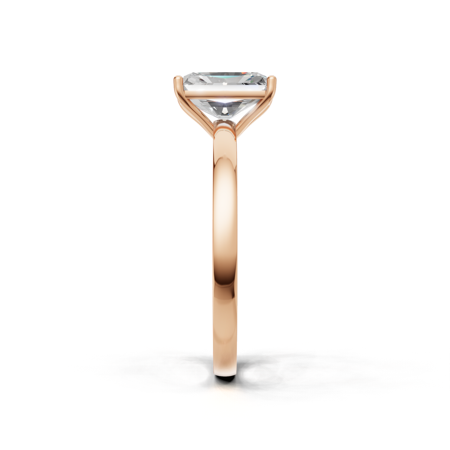 Ring Radiant Solitaire K18 Pink Gold 1ct