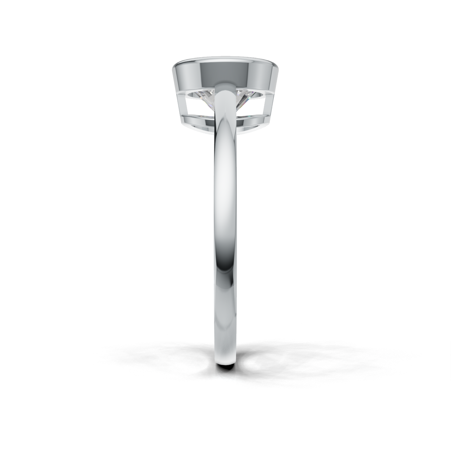 Ring Round Bezel K14 White Gold 1ct