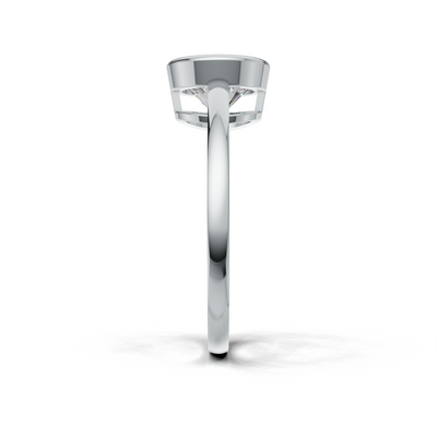 Ring Round Bezel K14 White Gold 1ct