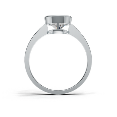 Ring Round Bezel K14 White Gold 1ct