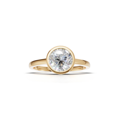 Ring Round Bezel K14 Yellow Gold 1ct