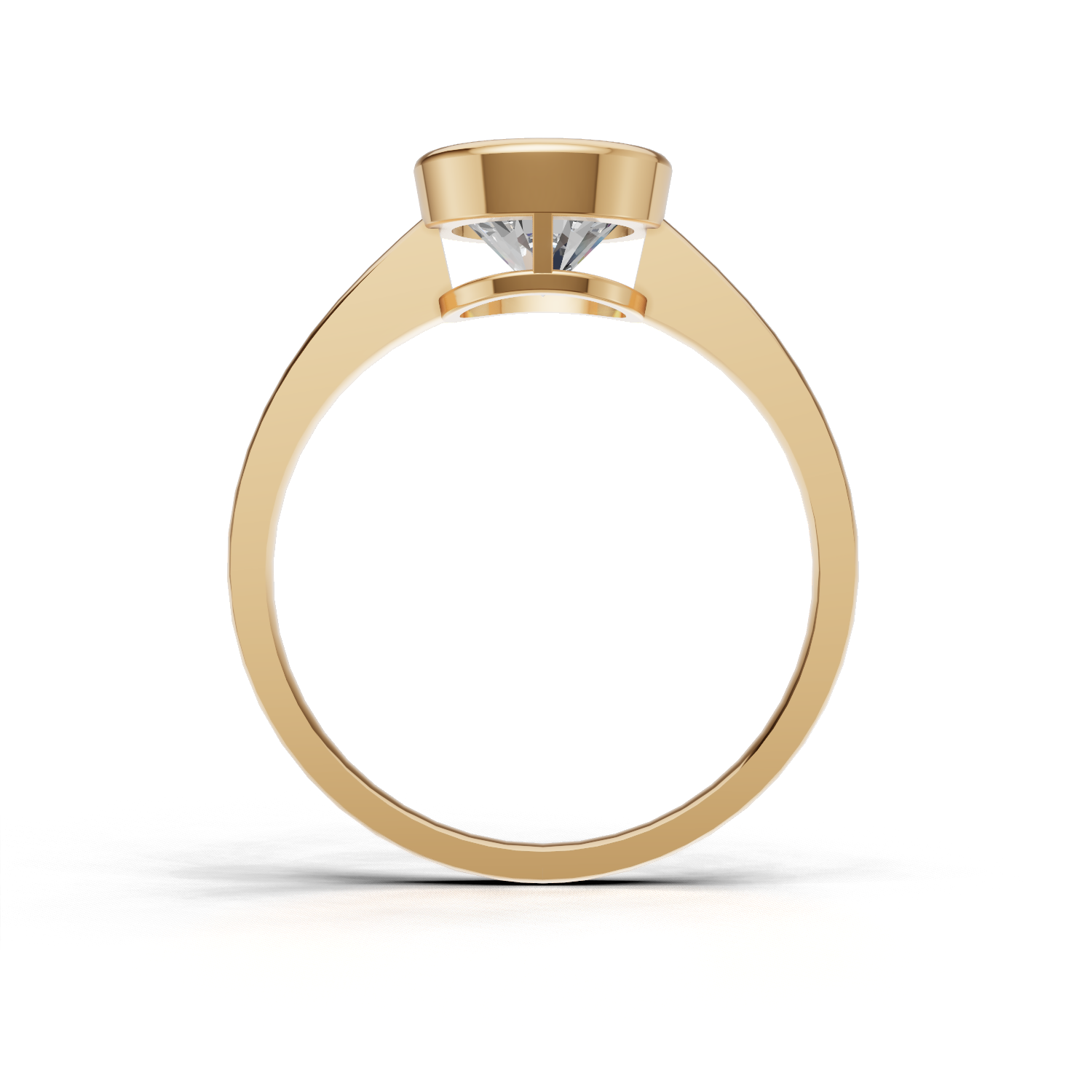 Ring Round Bezel K14 Yellow Gold 1ct