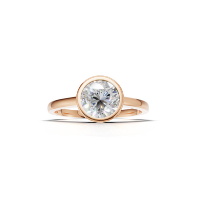 Ring Round Bezel K18 Pink Gold 1ct