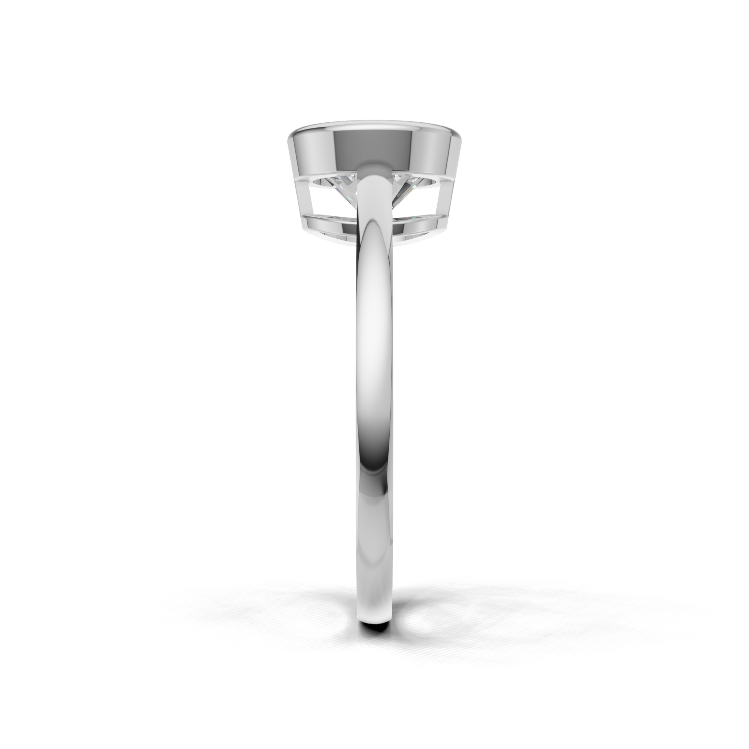 Ring Round Bezel 18k White Gold 1ct