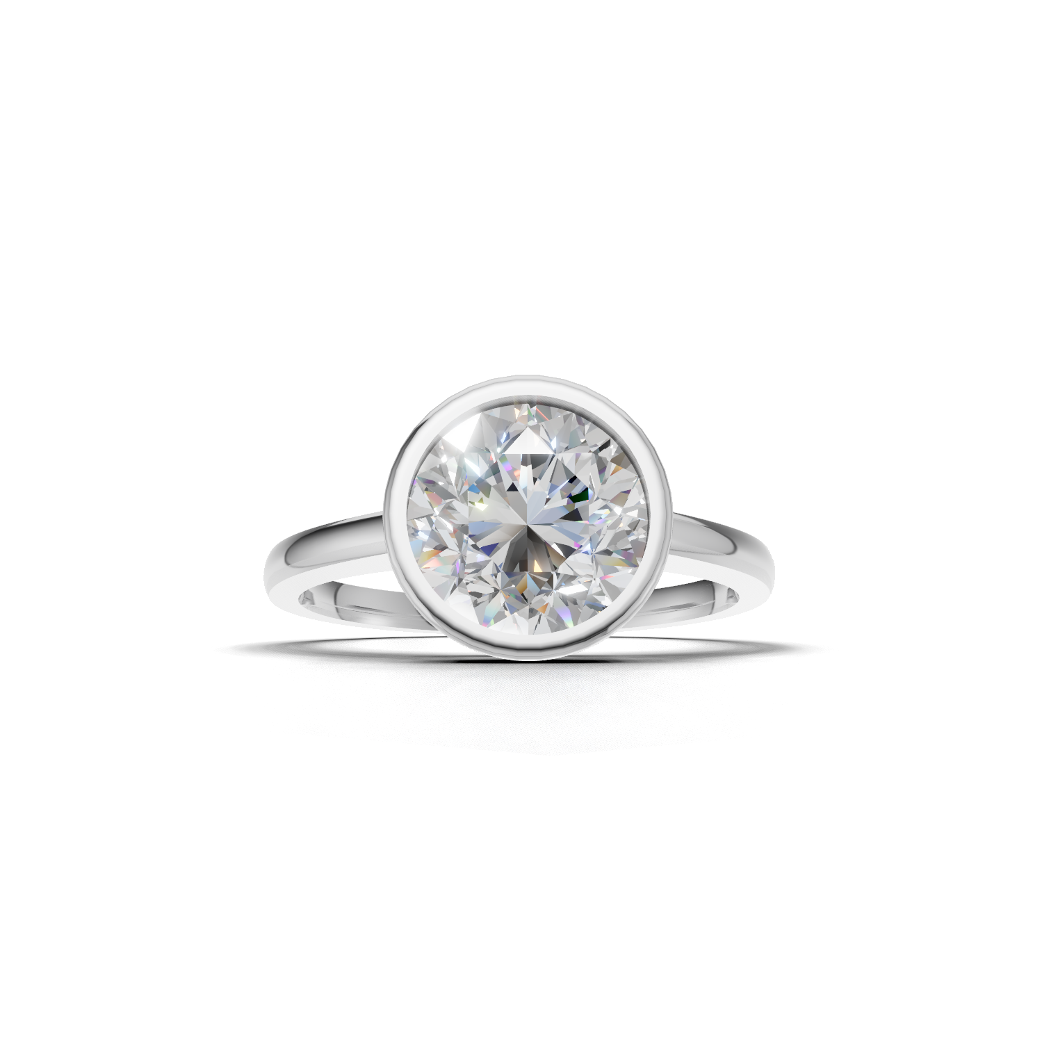 Ring Round Bezel 18k White Gold 2ct