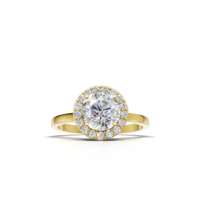 Ring Round Halo 18k Yellow Gold 1ct