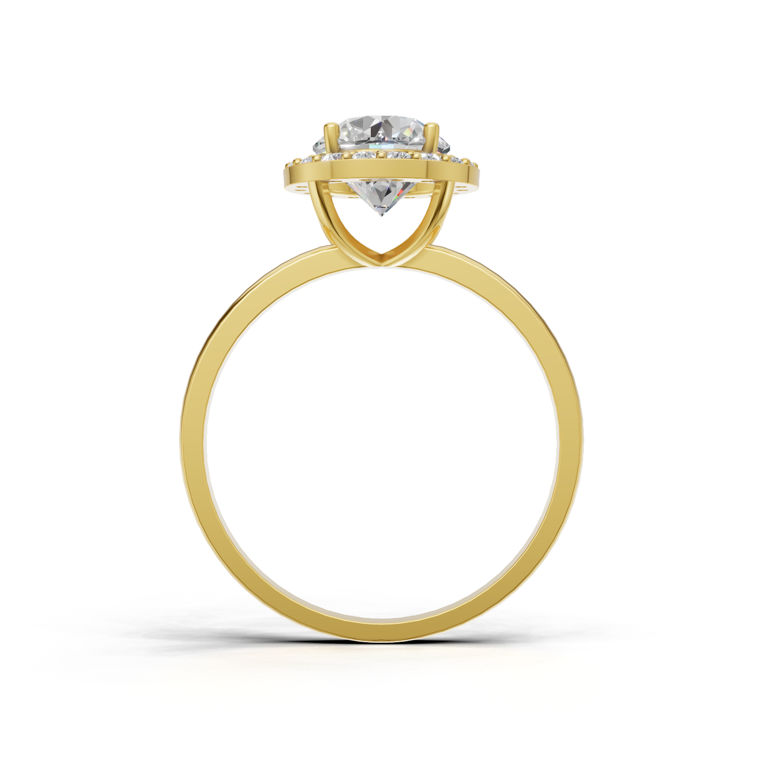 Ring Round Halo 18k Yellow Gold 1ct