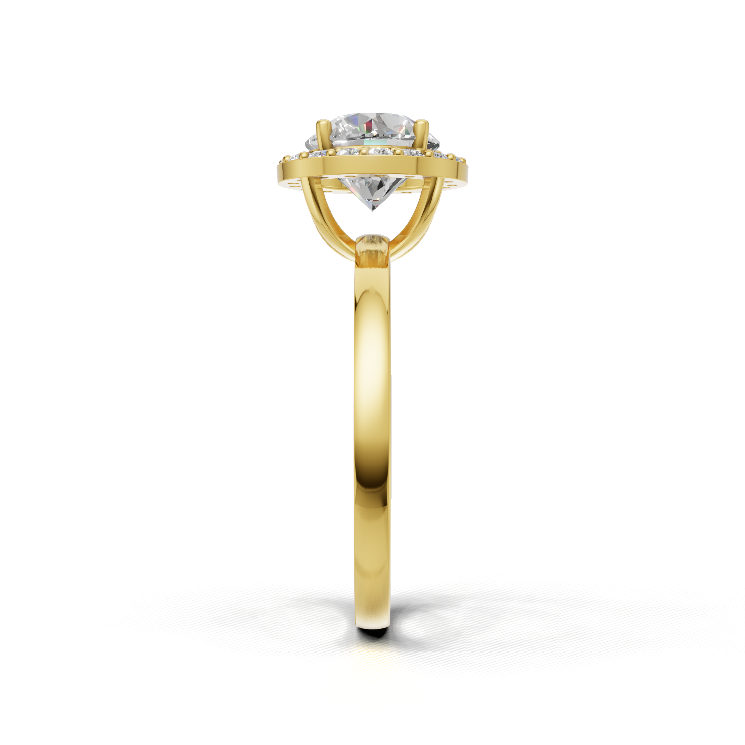 Ring Round Halo 18k Yellow Gold 1ct