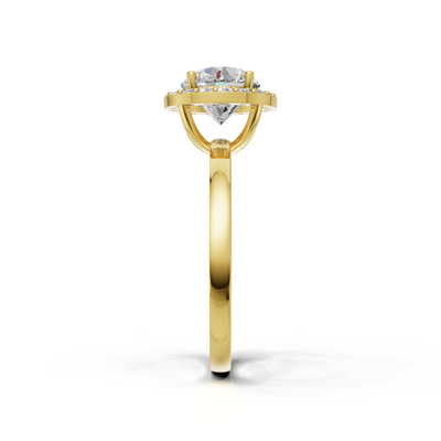 Ring Round Halo 18k Yellow Gold 1ct