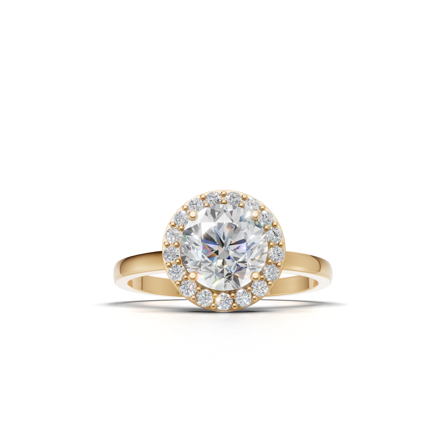Ring Round Halo K14 Yellow Gold 1ct