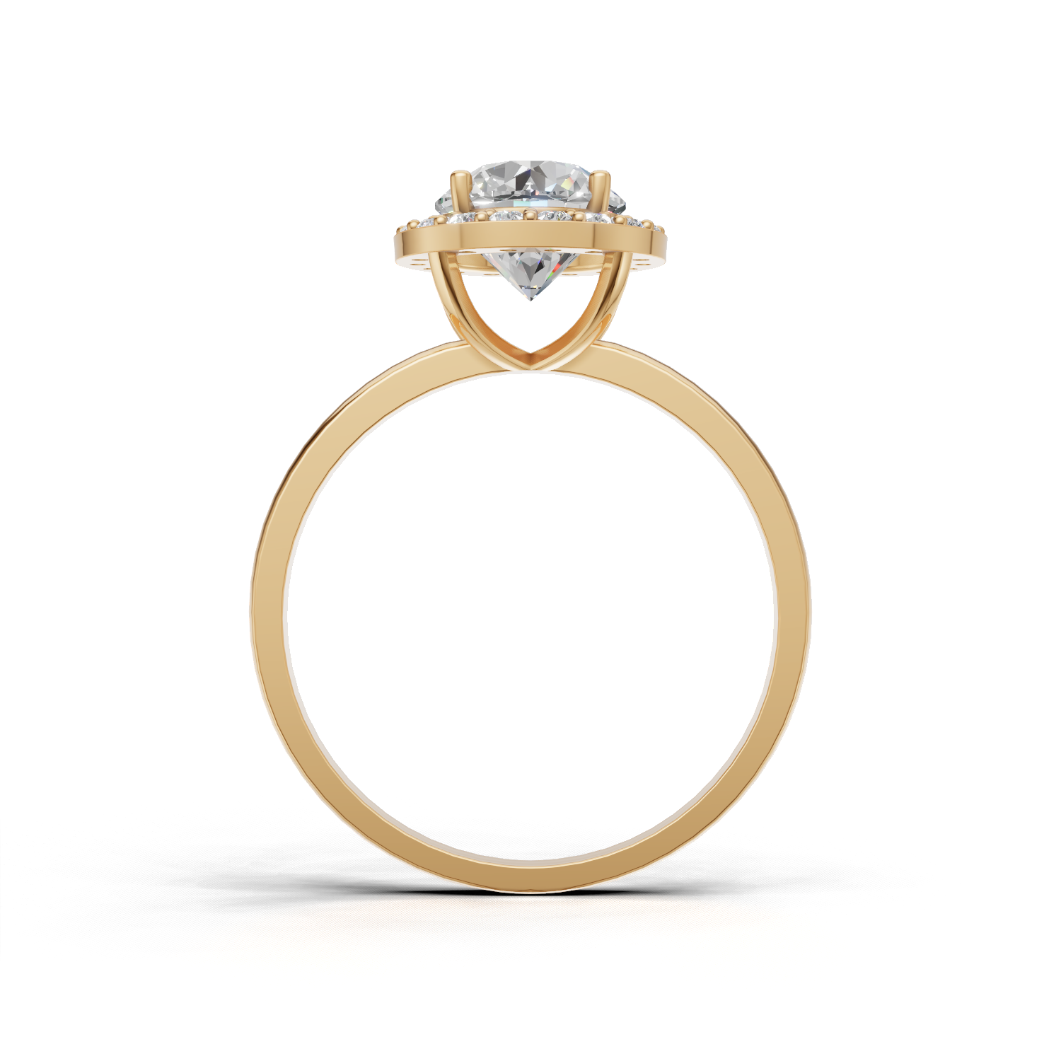 Ring Round Halo K14 Yellow Gold 1ct